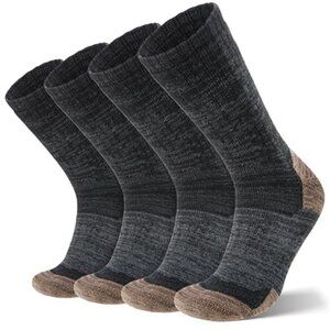 4 Pairs Men's Merino Wool Socks Full Cushion Thermal Crew Socks